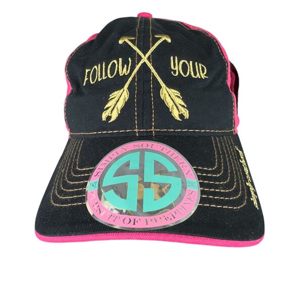 Simply Southern Follow Your Arrow Pink & Black Baseball Cap Hat Adjustable Strap - Picture 2 of 16